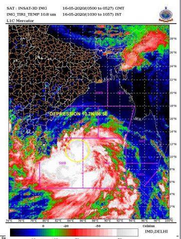 Una foto satelital distribuida por el Departamento de Meteorología de la India muestra la intensificación del ciclón Amphan. (EFE).