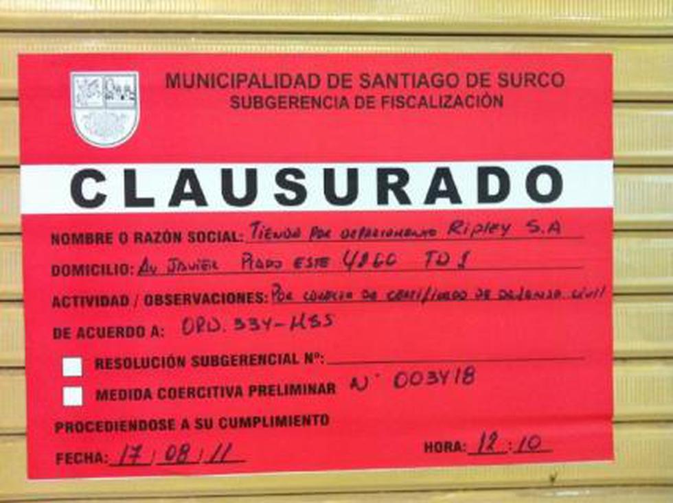 Cierran RIPLEY del Jockey Plaza