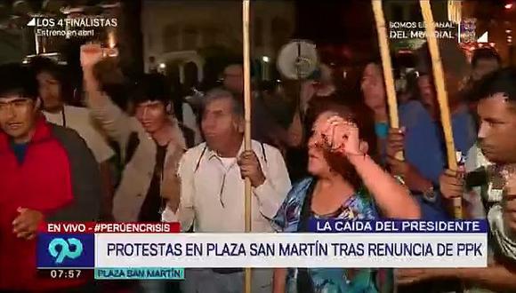 Manifestación en Plaza San Martín tras renuncia de PPK (VIDEO)