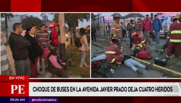 Surco: Choque de bus del Corredor Rojo y ómnibus en Av. Javier Prado deja cuatro heridos (VIDEO)
