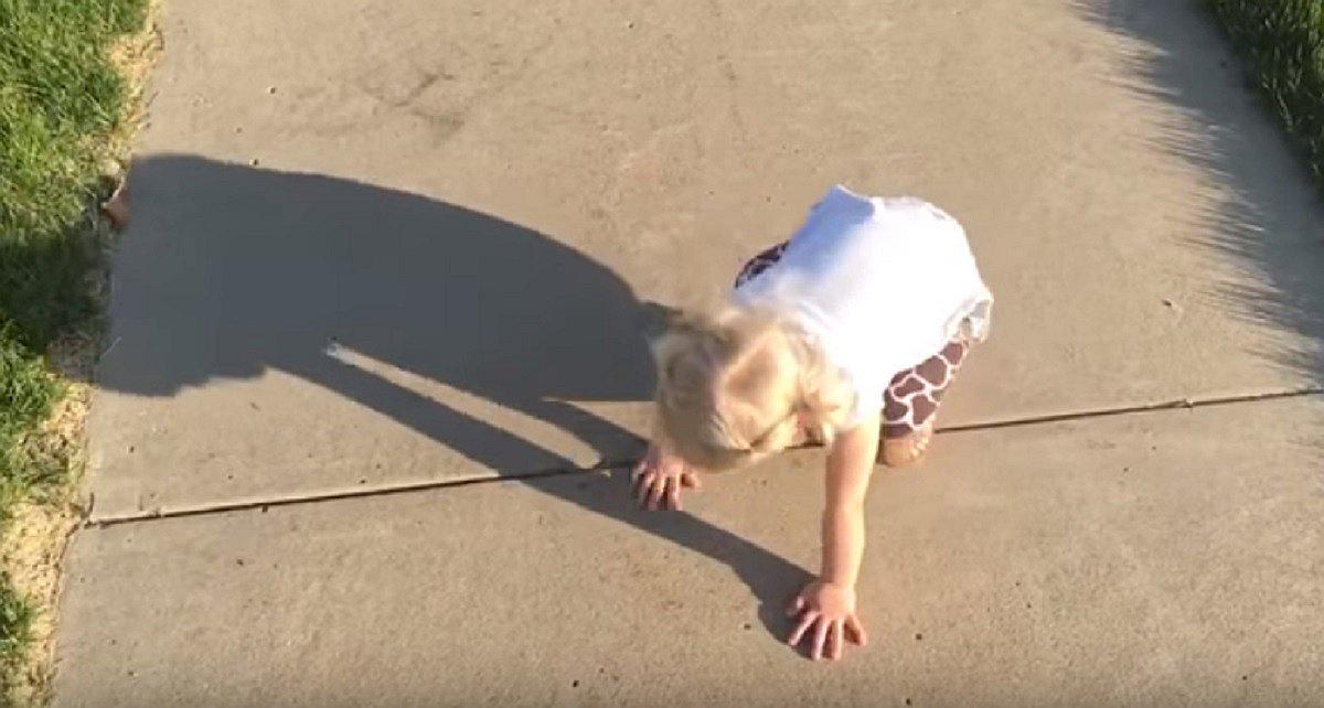 YouTube: La tierna pelea entre una pequeña niña molesta y su sombra [VIDEO]