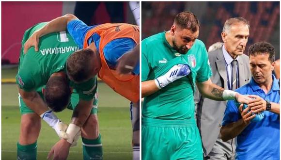 Gianluigi Donnarumma sufrió lesión en la mano durante el Italia vs. Alemania. (Foto: Captura/Composición)