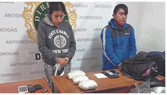Pareja transportaba 65 kilos de marihuana y 3 de pasta básica de cocaína en Trujillo 