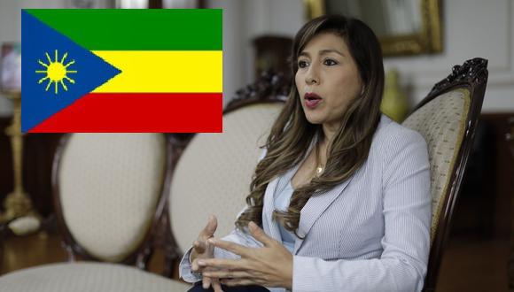 “[...] Perú Libre pretende acabar con nuestra identidad patriótica: propone el cambio de color y forma de nuestra bandera nacional”, escribió Lady Camones en su cuenta de Twitter. (Foto GEC)