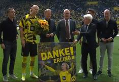 Haaland dice adiós a Borussia Dortmund en pequeña ceremonia antes de su último partido oficial (VIDEO)