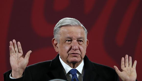 El presidente de México, Andrés Manuel López Obrador (AMLO), se refirió a la crisis política que atraviesa el Perú durante una rueda de prensa en el Palacio Nacional de la Ciudad de México. (EFE/Mario Guzmán).