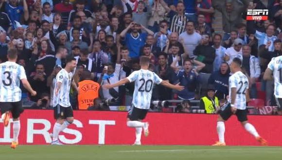 Gol de Lautaro Martínez para el 1-0 de Argentina vs. Italia. (Captura: ESPN)