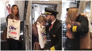 Mujer se sube a un avión y queda en shock al ver que su hijo es el piloto (VIDEO)