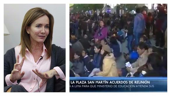 Marilú Martens: maestros esperan acuerdos con la ministra en Plaza San Martín (VIDEO)