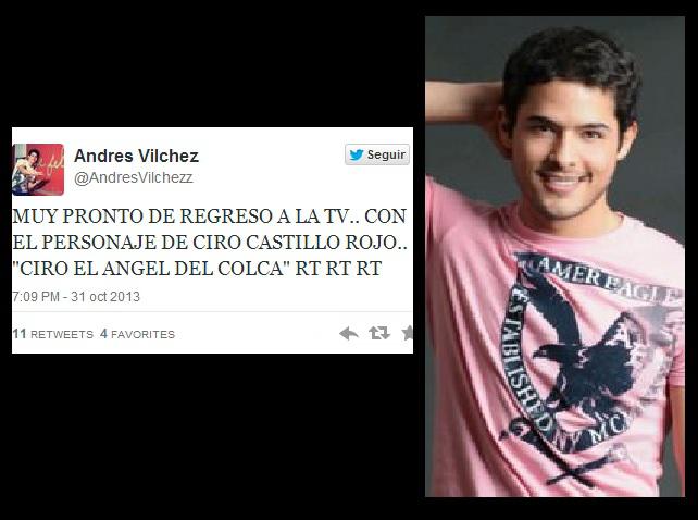 Andrés Vílchez será Ciro Castillo en nueva miniserie