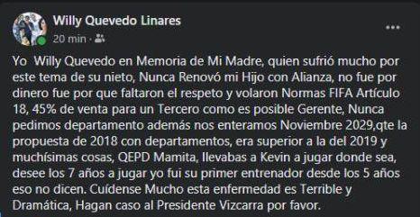 La publicación del padre de Kevin Quevedo. (GEC)