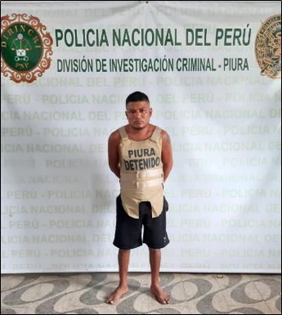 Piura. Jasber Paredes Alcántara fue capturado junto a cuatro mujeres. (PNP)