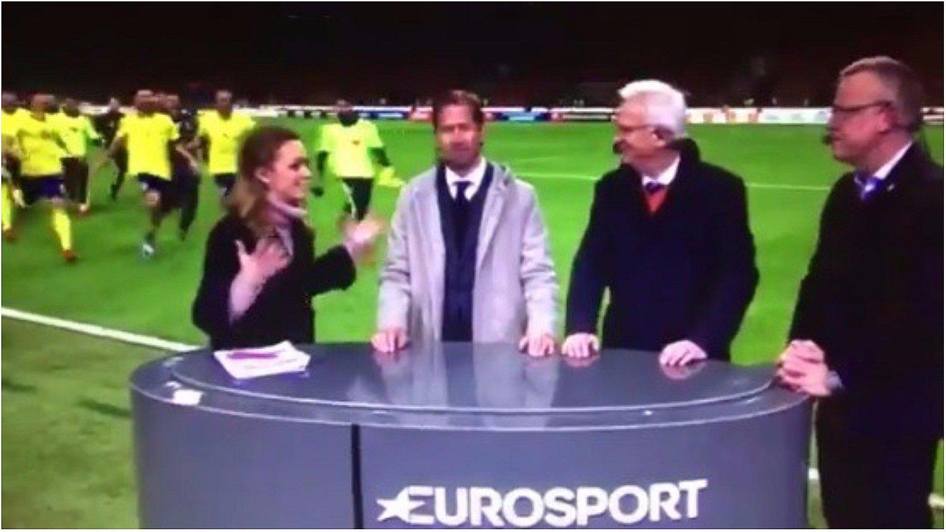 Jugadores suecos interrumpen transmisión en vivo y destrozan escenografía (VIDEO)