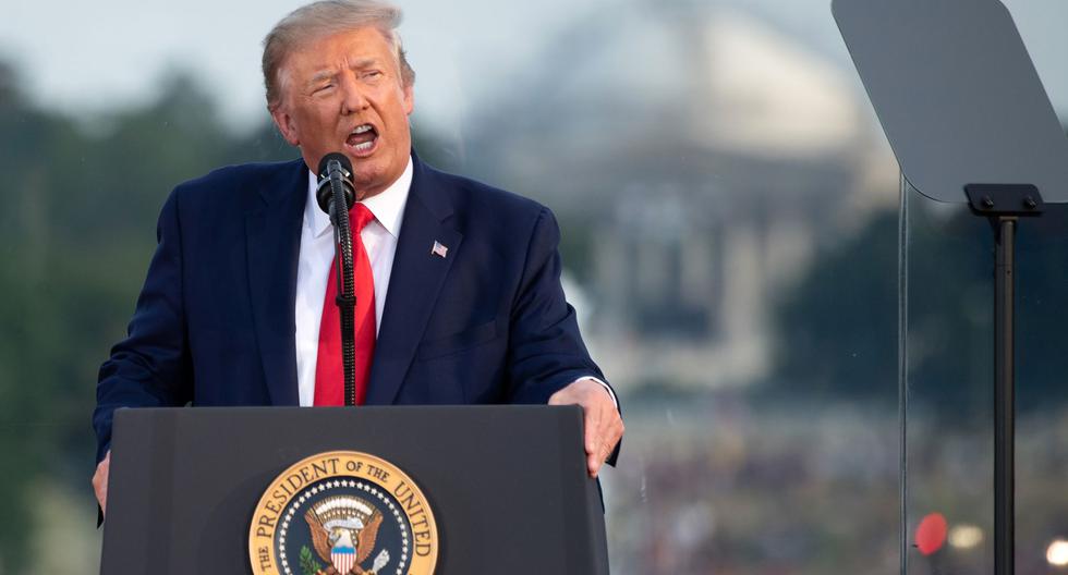 Donald Trump pronuncia un discurso en la Casa Blanca por el 4 de Julio, Día de la Independencia de Estados Unidos. (Foto: SAUL LOEB / AFP).