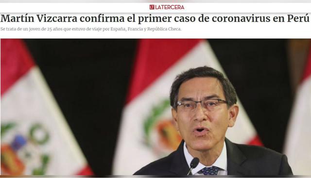 La Tercera de Chile replicó la información proporcionada por el presidente Martín Vizcarra. (La Tercera).
