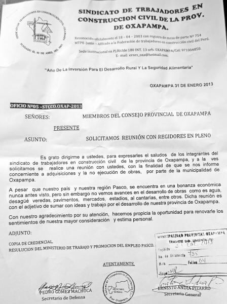 Obreros de Construcción Civil piden cuentas sobre obras