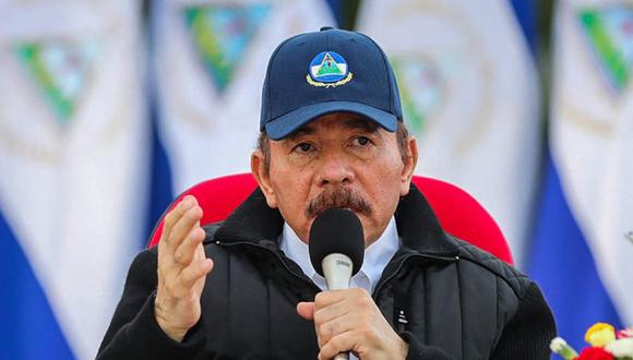 El presidente Daniel Ortega, durante el 41 aniversario de la Revolución Sandinista, realizado sin acto público debido a la pandemia de COVID-19, en Managua. (Foto de César PEREZ / PRESIDENCIA NICARAGUA / AFP)