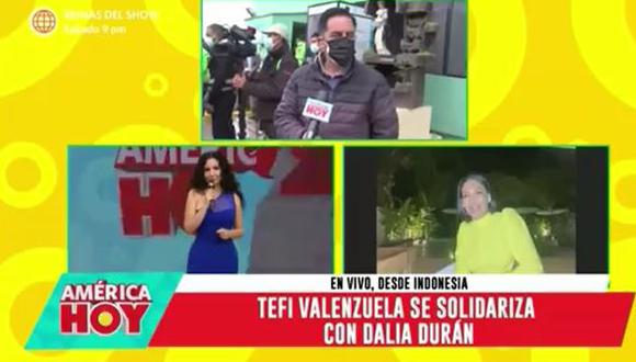 Tefi Valenzuela aconseja a Dalia Duran denunciar a John Kelvin. (Foto: Captura América TV)