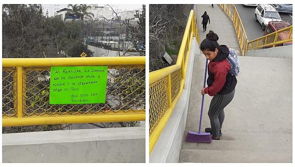 Surco: Joven madre venezolana limpia puentes para llevar dinero a su hogar (FOTOS Y VIDEO)  