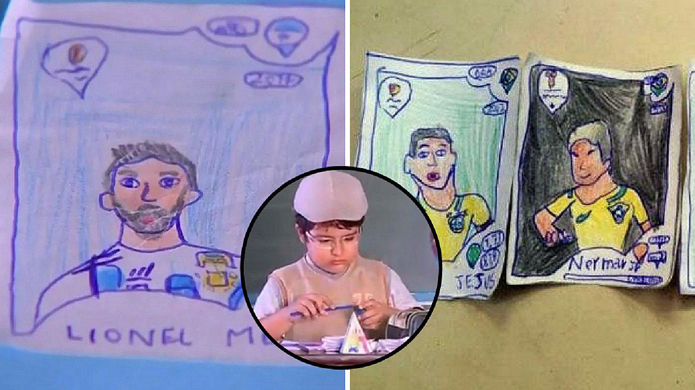 Niño sin recursos "fabrica" sus propias figuritas para llenar álbum del Mundial Rusia 2018 (FOTOS)