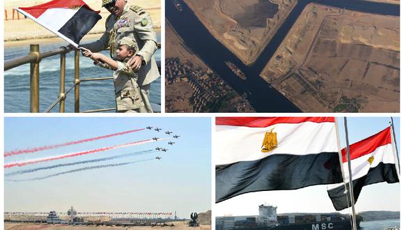 Egipto inaugura una nueva vía del canal de Suez con una ceremonia faraónica