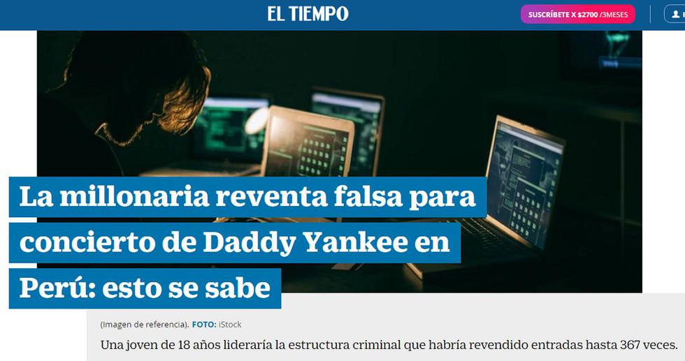 La prensa internacional sigue de cerca la estafa masiva que ocurrió en Perú en el concierto del cantante Daddy Yankee. (Texto: EFE / Foto: El Tiempo)
