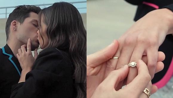 Patricio Parodi le entrega anillo de compromiso a Luciana Fuster en nueva edición de “La academia”. (Foto: Captura América TV)