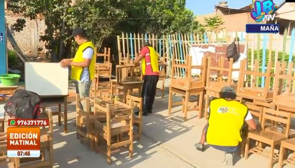 Presos realizan labores de ayuda comunitaria en colegios. Foto: ATV Noticias