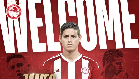 James Rodríguez fue oficializado como nuevo jugador del Olympiacos de Grecia. (Foto: Captura)