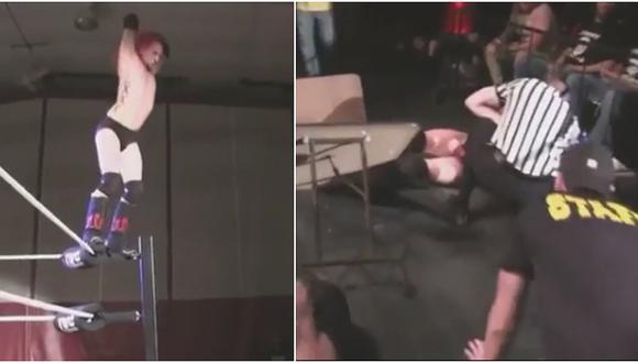 Luchador realizó temeraria pirueta que casi le cuesta la vida (VIDEO)