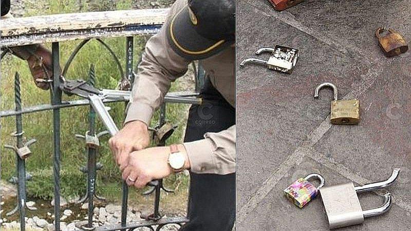 El amor se ‘rompió’ en el puente Bolognesi de Arequipa con retiro de candados de parejas 