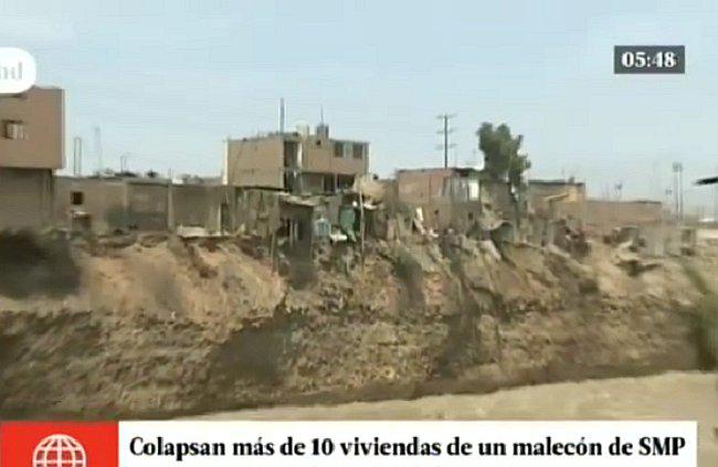 ​SMP: Colapsan diez viviendas ubicadas en la ribera del río Rímac
