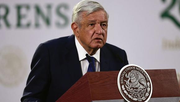 El presidente mexicano Andrés Manuel López Obrador (AMLO) habla durante su conferencia de prensa matutina. (PEDRO PARDO / AFP).