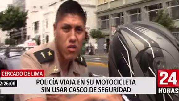 ​Policía es captado viajando en una motocicleta sin usar casco de seguridad (VIDEO)