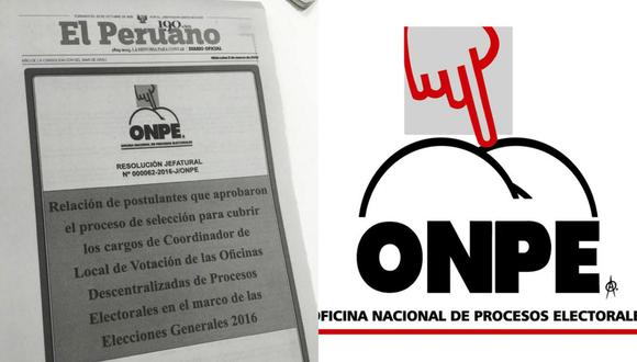 Elecciones 2016: Peculiar diseño de logo de la ONPE en diario El Peruano genera críticas en redes sociales