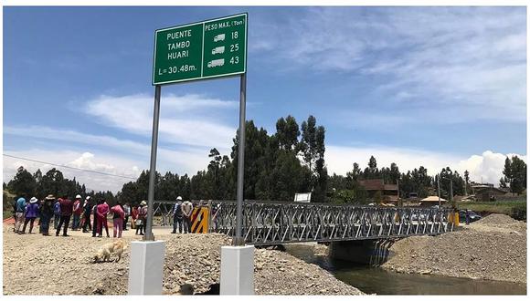 Instalan puentes modulares en Huari y Pariahuanca en el Vraem