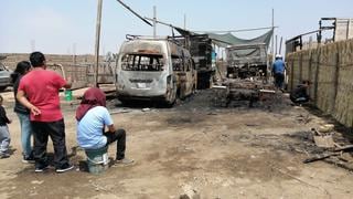 Chincha: delincuentes queman tres camiones y un microbús de empresario