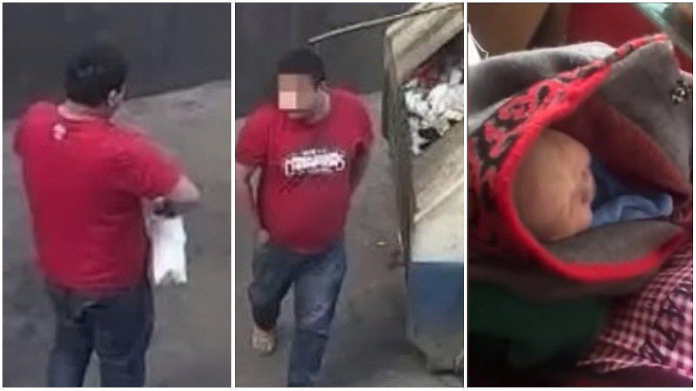 Graban a padre cuando tira a su bebé a un contenedor de basura (VIDEO)