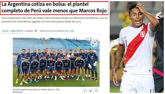 Perú vs. Argentina: prensa gaucha afirma que selección peruana vale menos que un jugador suyo