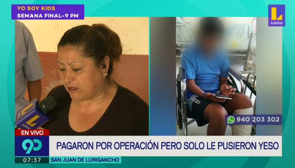 Flor Escobedo, madre de un menor de 11 de años, denuncia que su hijo permanece internado en el Hospital del Niño Breña desde el pasado 14 de febrero. (Foto captura: Latina)