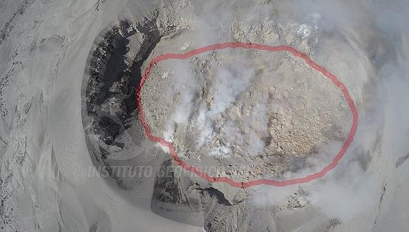 Dron del IGP capta imágenes del domo de lava en el interior del Sabancaya