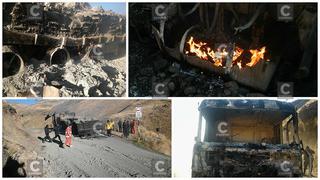 Huancavelica: ​Camión con cemento se incendia y queda en cenizas (VIDEO)