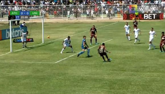 El gol anulado a Alex Valera en el Universitario de Deportes vs. Atlético Grau de la Liga 1. (Foto: Willax TV)