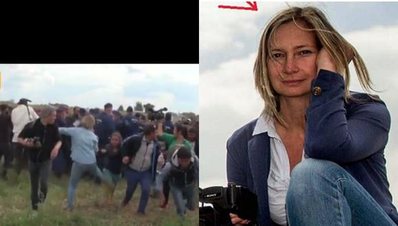 ¡Indignante! camarógrafa patea a refugiados sirios que llegaban a Hungria