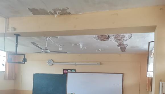 Algunas partes del techo se desprendieron en 4 aulas| Foto: UGEL Castilla