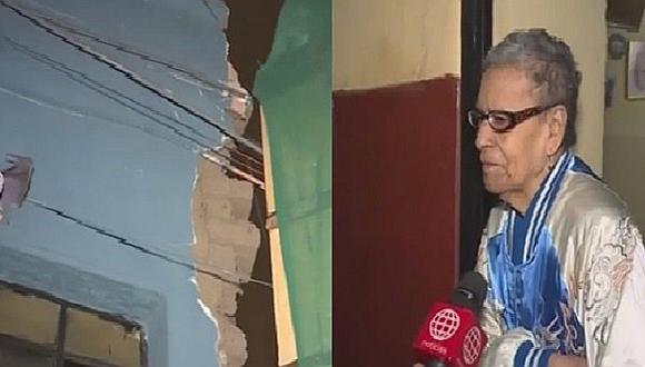 Barrios Altos: esposos salvan de morir tras derrumbe de pared (VIDEO)
