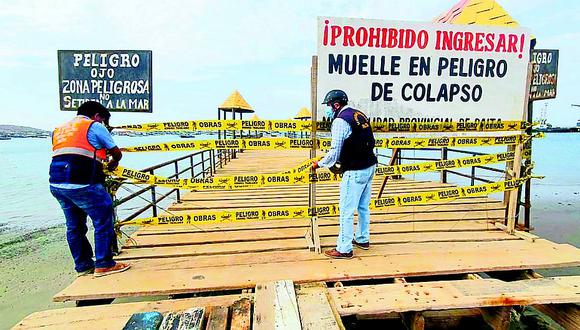 Municipalidad de Paita clausura el muelle El Toril por peligro de colapso