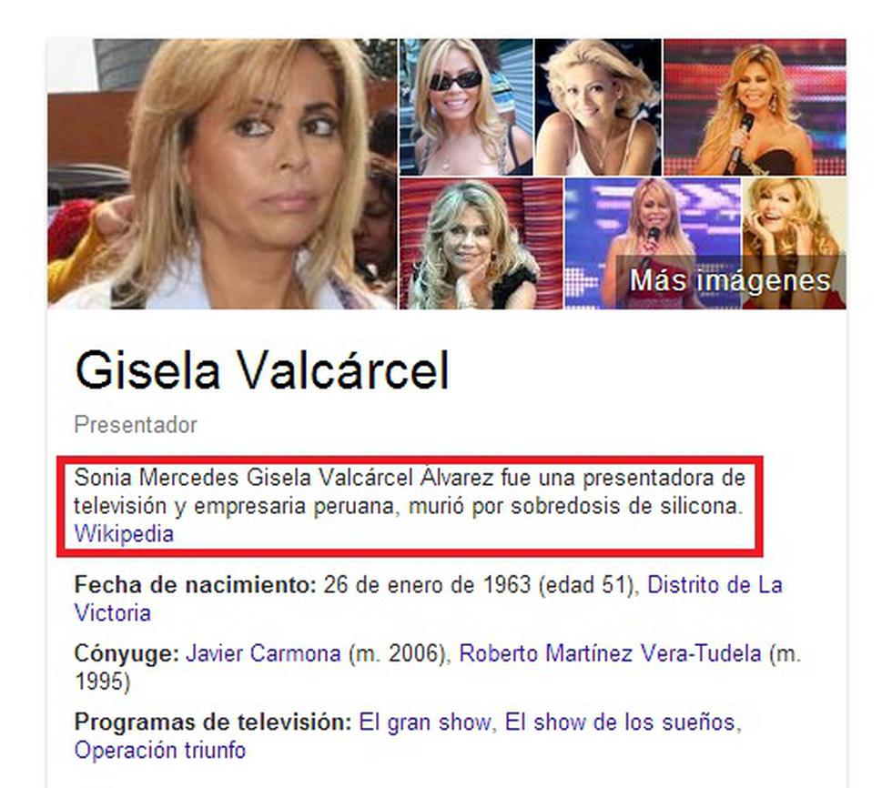 Wikipedia "mató" a Gisela Valcárcel