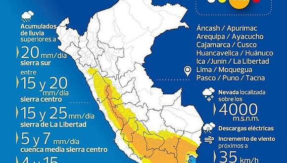 Lluvias de moderada intensidad en la sierra del Perú