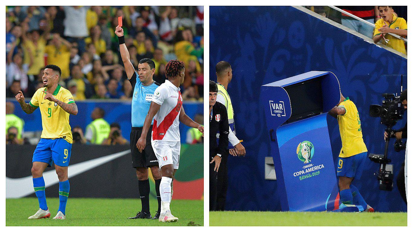 ​Un enojado Gabriel Jesús casi destruye el VAR tras ser expulsado en el Perú vs Brasil (VIDEO)